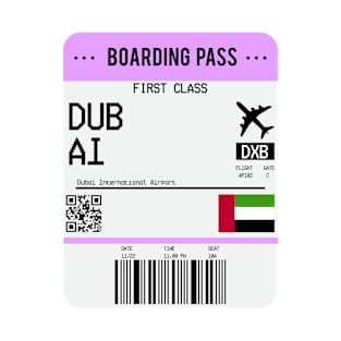 Boarding Pass Dubai Flight Ticket T-Shirt