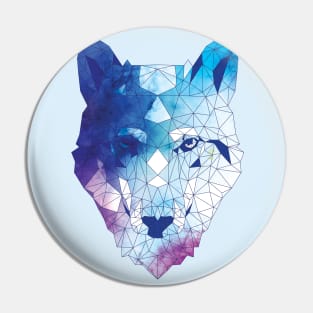 Geometric Blue Wolf Digital Painting Pin