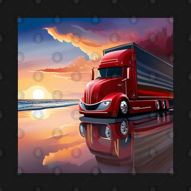Big Rig Ocean Sunset by Designs By David Bannister 