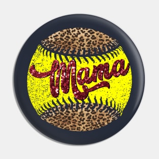 Softball glitter mama leopard print Pin