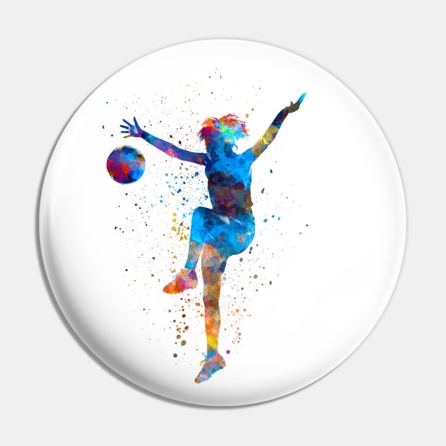 Woman footballer in watercolor Pin by PaulrommerArt