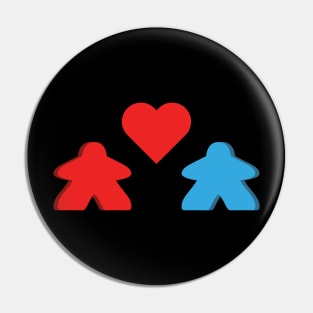 Red And Blue Meeple Couple Board Game Valentine's Day Pin