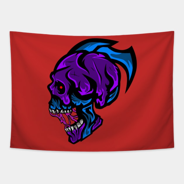 Skull Head Side Head Tapestry by Mako Design 