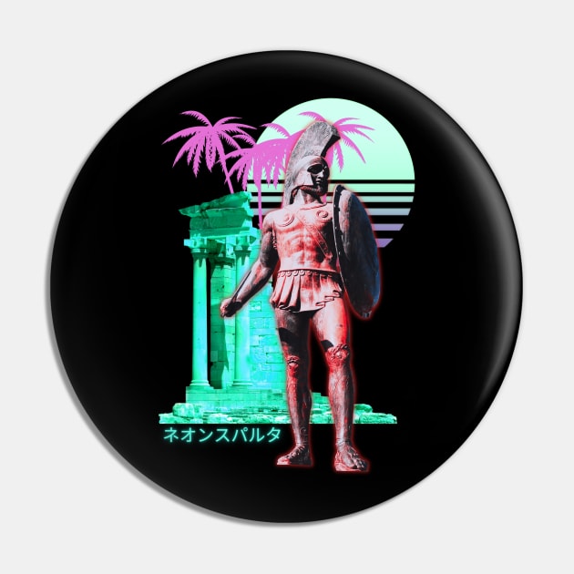 Leonidas Spartan Statue Vaporwave Aesthetic Pin by Shirt Vibin