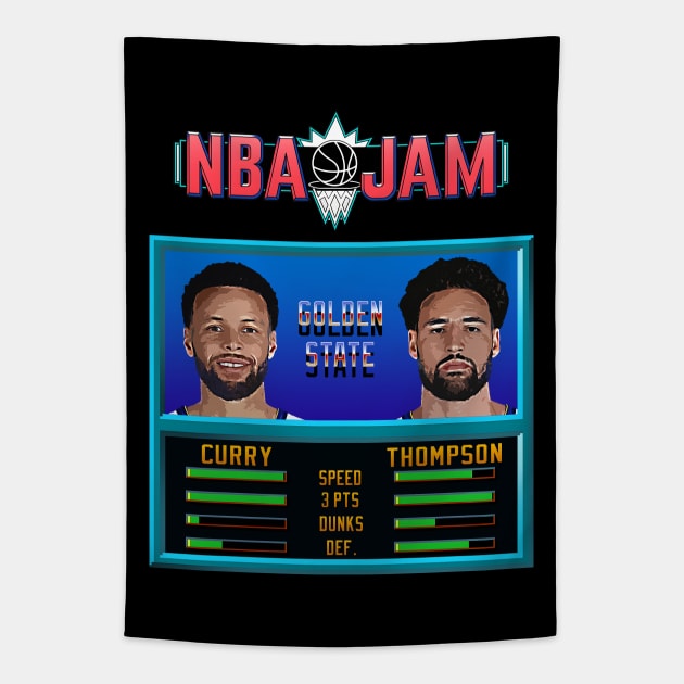 NBA JAM - Warriors Basketball Tapestry by Buff Geeks Art