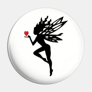 Fairy with Heart in Silhouette Pin