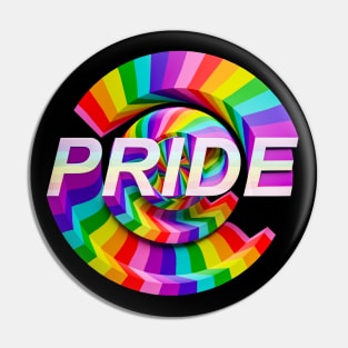 PRIDE word twisted in colorful rainbow flag LGBTQ Pin