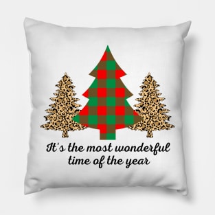 LEOPARD AND PLAID CHRISTMAS TREE Pillow