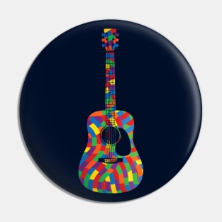 Dreadnought Style Acoustic Guitar Colorful Texture Pin