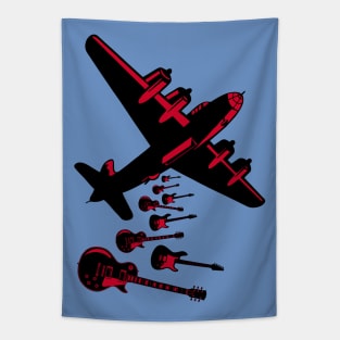 Guitar Bomber Dropping Rock Bombs Tapestry