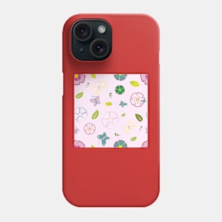 Garden flowers on pink Phone Case