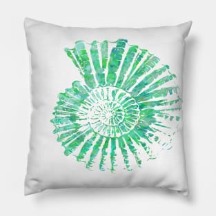 Nautilus Shell Design in Blue and Green Paint Strokes Pattern 2 Pillow