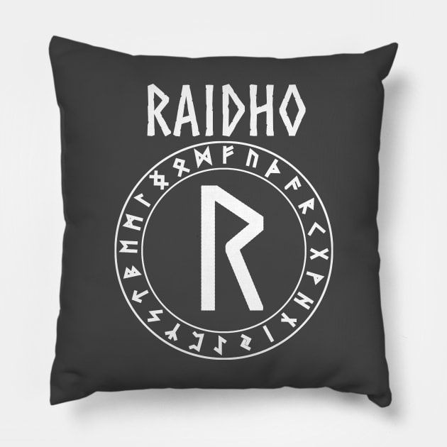 Raidho Norse Rune of journey and Travels Pillow by AgemaApparel