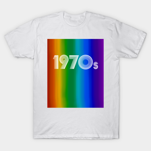 Discover Rainbow Pride 1970s Retro Disco Font - 1970s - T-Shirt