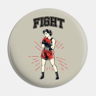 Fight! Retro Woman Boxer Pin