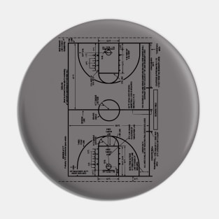 Patent Drawing College Basketball Court Pin