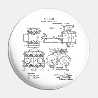 Duplex Pumping Engine Vintage Patent Hand Drawing Funny Novelty Gift Pin