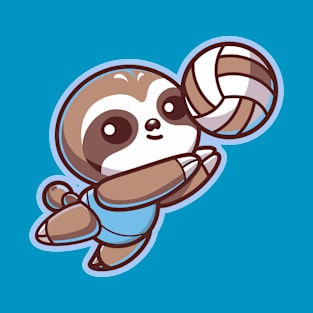 Cute Sloth Volleyball Player T-Shirt