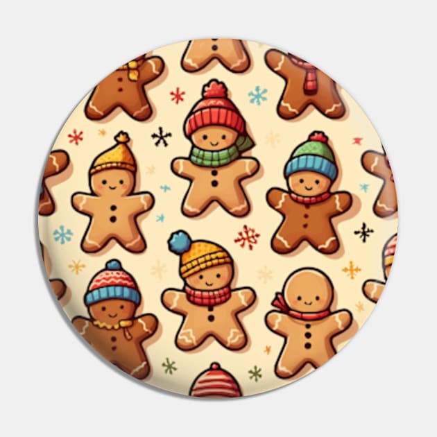 Gingerbread Men Pattern Pin by ArtFactoryAI