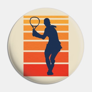 Retro Women Tennis Silhouette Pin