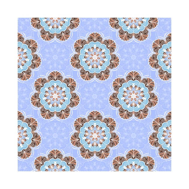 Floral Mandala Tile in Light Blue by tanyadraws