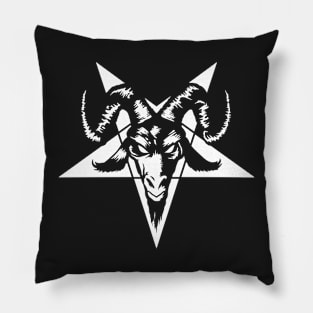 Satanic Goat Head with Pentagram 1.2 (white) Pillow