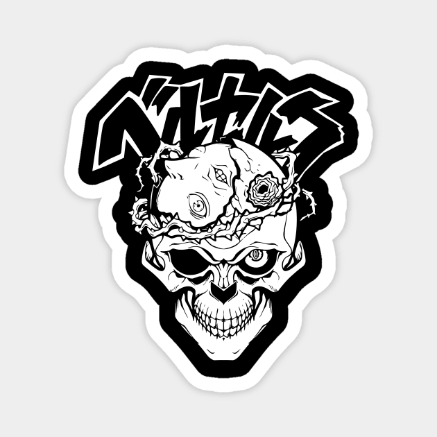 The skull of the rotten flower black and white Magnet by Supergraphic