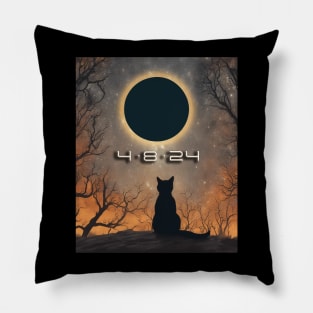 Cat Watching Total Solar Eclipse Pillow