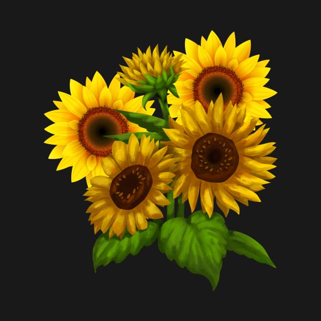 Sunflower Flora Japanese Minimalist Positive Retro Vintage by Flowering Away