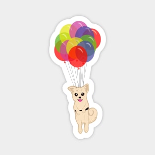 Puppy with Floating Balloons Magnet
