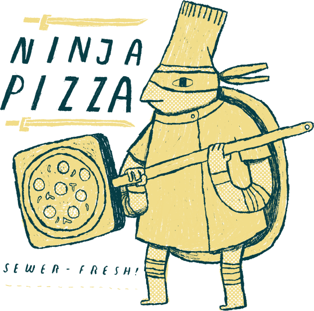 ninja pizzeria Kids T-Shirt by Louisros