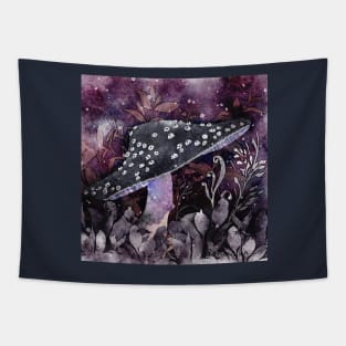 Witchy Ladybug Mushroom Negative Painting Tapestry