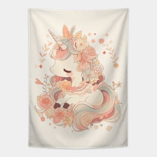 Unicorn Kawaii Adorable Illustration Tapestry