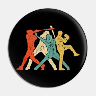 Baseball Retro Vintage Catcher Pitcher Batter Boys Pin