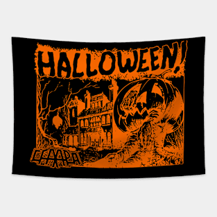 Retro Vintage "Halloween" Spooky Season Trick or Treat Tapestry