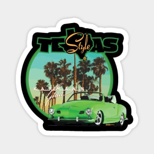 Texas-Style Karmann Ghia beach scene Green Magnet