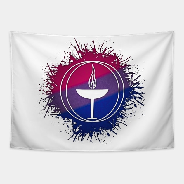 Paint Splatter Bisexual Pride Unitarian Universalism Symbol Tapestry by LiveLoudGraphics