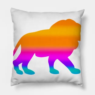 Cute Color Gradient Lion Shape Drawing Pillow