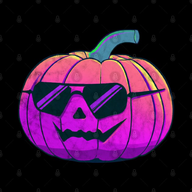 Synthwave Halloween Jack o Lantern by karutees