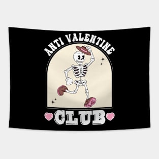 Funny Valentine's Day Skeleton Groovy Anti Valentine Club Tapestry