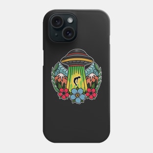 Tattoo Art Alien UFO Abduction hand drawn Coloured Phone Case