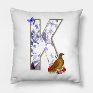 Name Initial Letter K and Dove Pillow