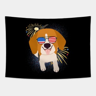 Cool Dog USA flag Patriotic 4th July independence day coolest shirt for july forth Tapestry