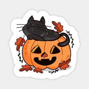 Kawaii Cat inside Halloween Pumpkin Magnet