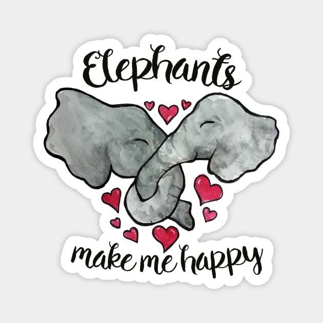 Elephants make me Happy Magnet by bubbsnugg