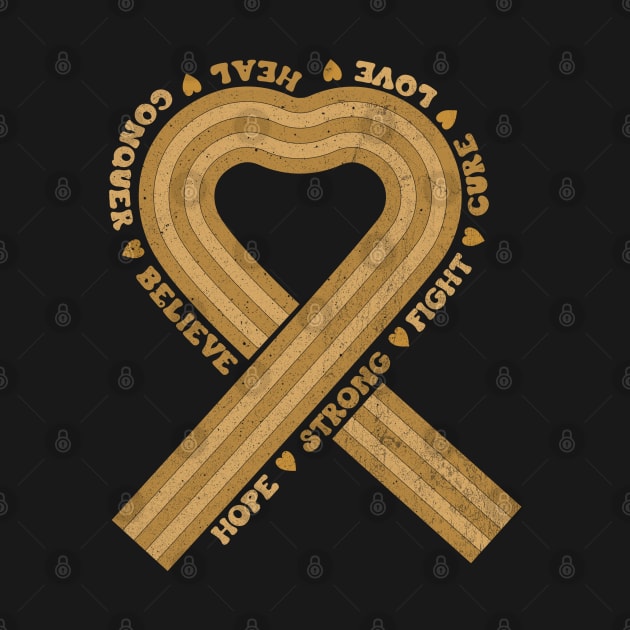 Gold Ribbon Child Cancer Awareness Retro by Mastilo Designs