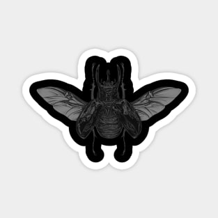 Rhino Beetle B&W Magnet