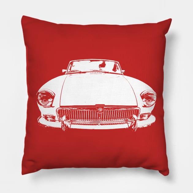 MGB 1970s classic car monoblock white Pillow by soitwouldseem