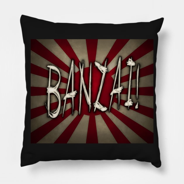 BANZAI! - Weathered Imperial Japan Flag - Rising Sun Pillow by SolarCross