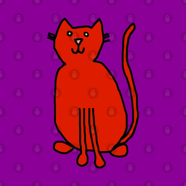 Red Cat Minimal Line Drawing by ellenhenryart